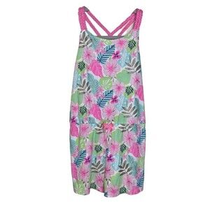 Tommy Bahama Floral Romper Girls size L (10-12)Braided Straps Tropical
